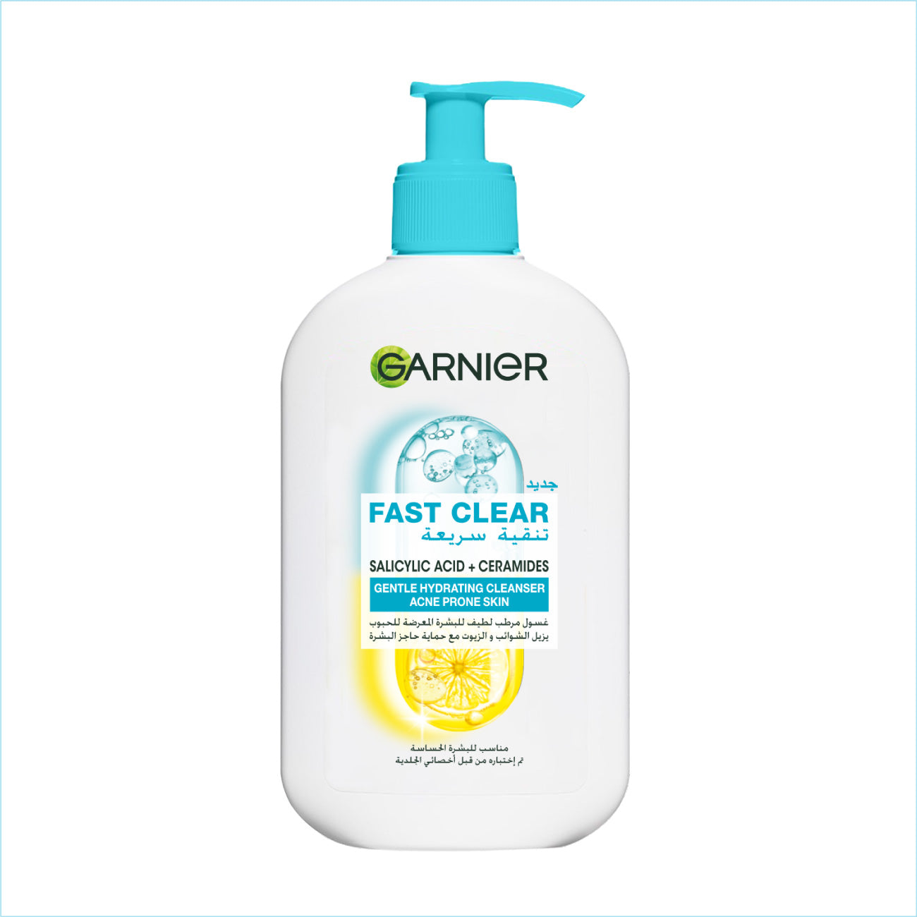Garnier Fast Clear Gentle Cleanser Hydrating Face Wash for Acne Prone Skin 250 ml