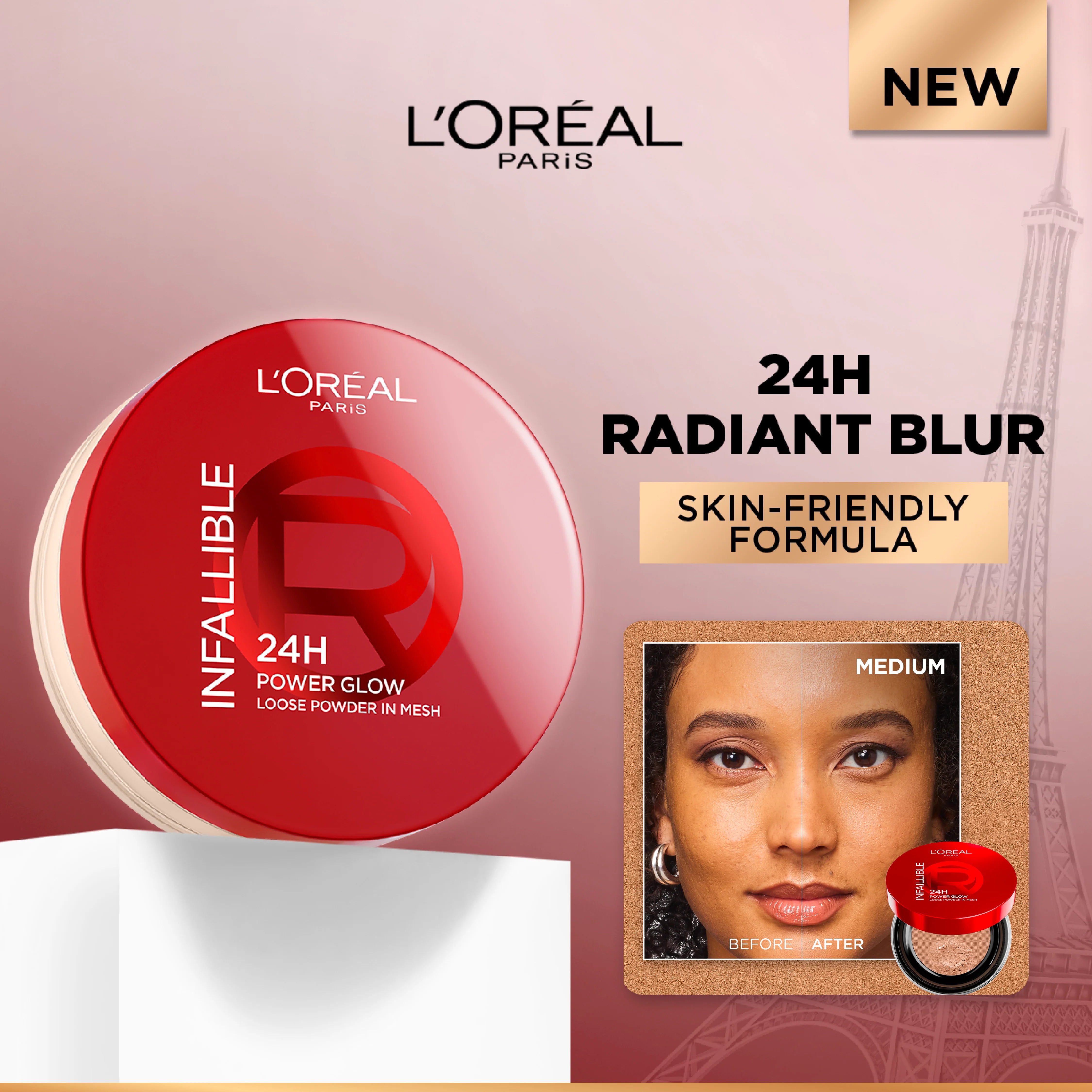 L'OREAL PARIS Infaillible 24H Glow Loose Powder Set Duo Pore Blurring, Radiant Glow, and Hydrating Formula