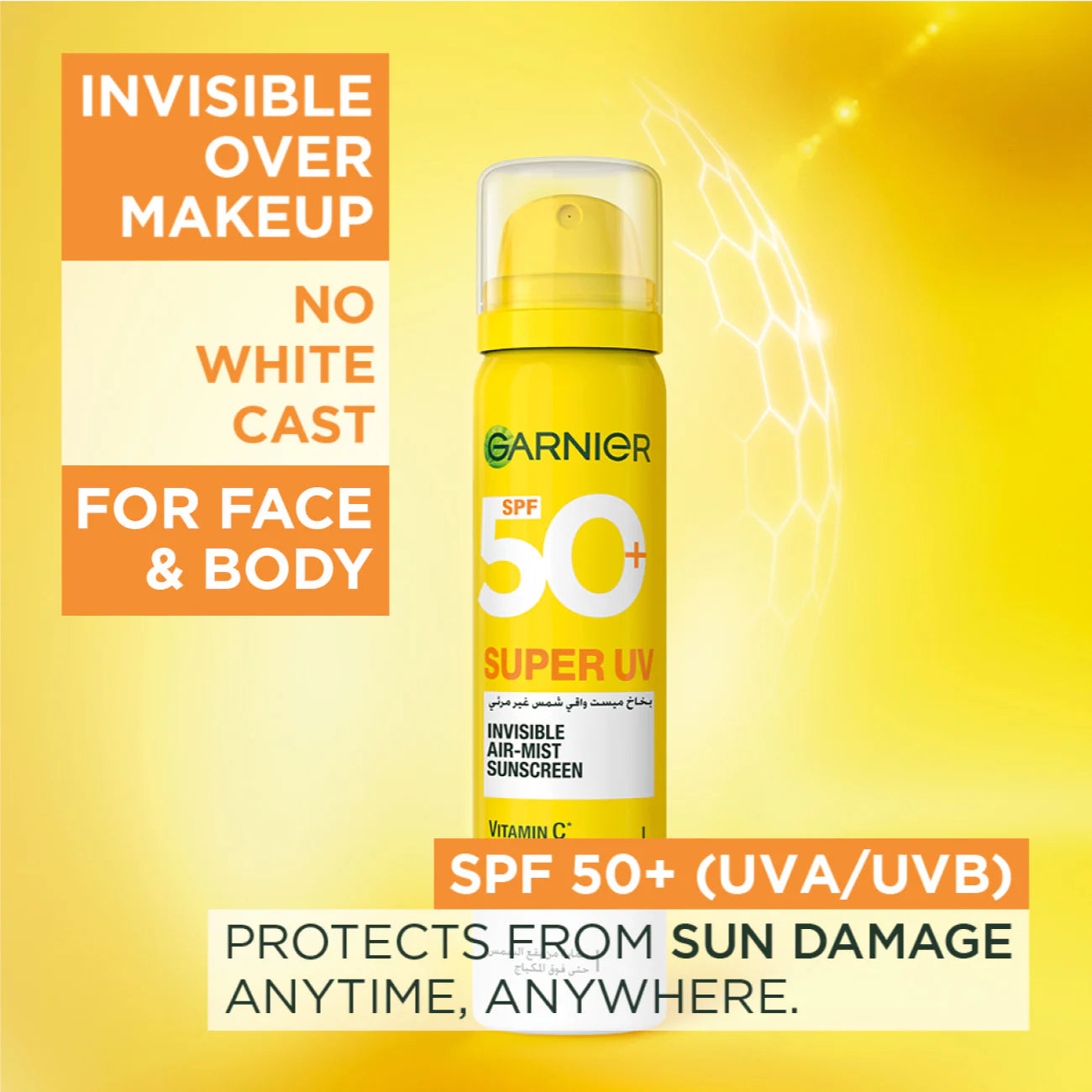 GARNIER Super UV Invisible Air Mist Face & Body Sunscreen SPF 50+ 75 ML