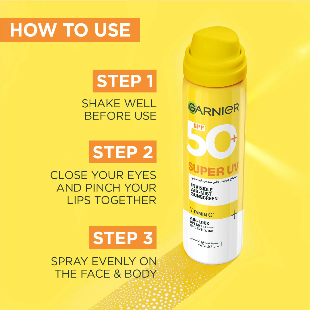 GARNIER Super UV Invisible Air Mist Face & Body Sunscreen SPF 50+ 75 ML