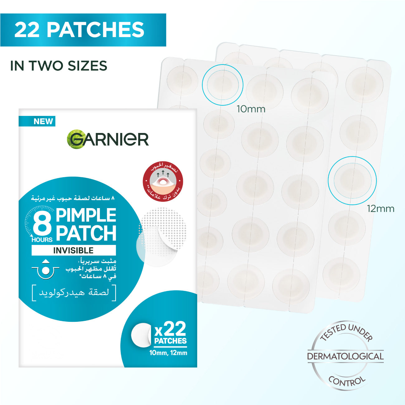 Garnier Skin Active  Fast Clear Invisible Pimple Patch 8 Hours Hydrocolloid 22patches