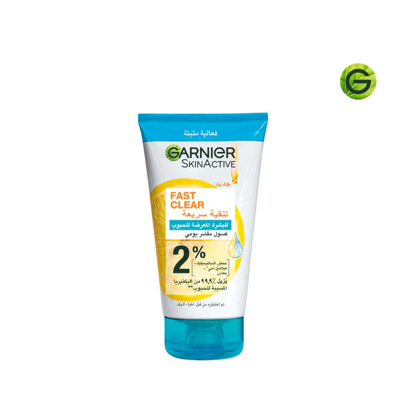 Garnier Fast Clear 2% Salicylic Acid & Vitamin C - 3 in 1 Anti-Acne Exfoliating Wash 150mL