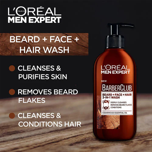 L'Oréal Men Expert Barber Club: Beard, Face & Hair 3-in-1 Wash -200 ml